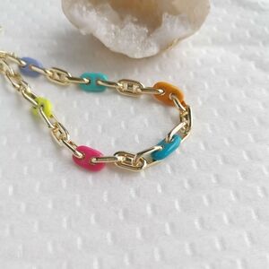 New Gold Kendra Scott Bailey Rainbow Multi Mix Chain Bracelet
